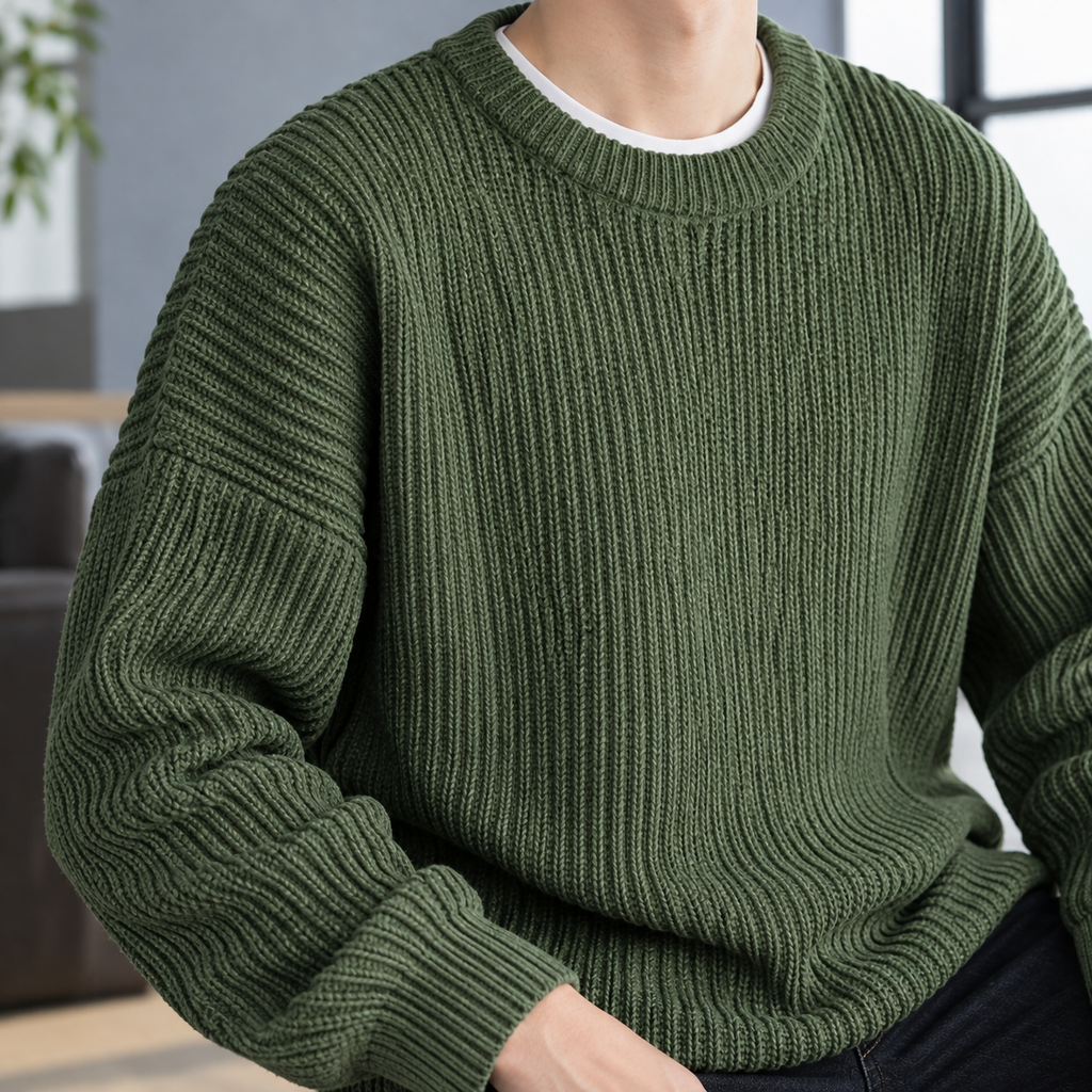 Oberon Ribbed Sweater - Scale in Room