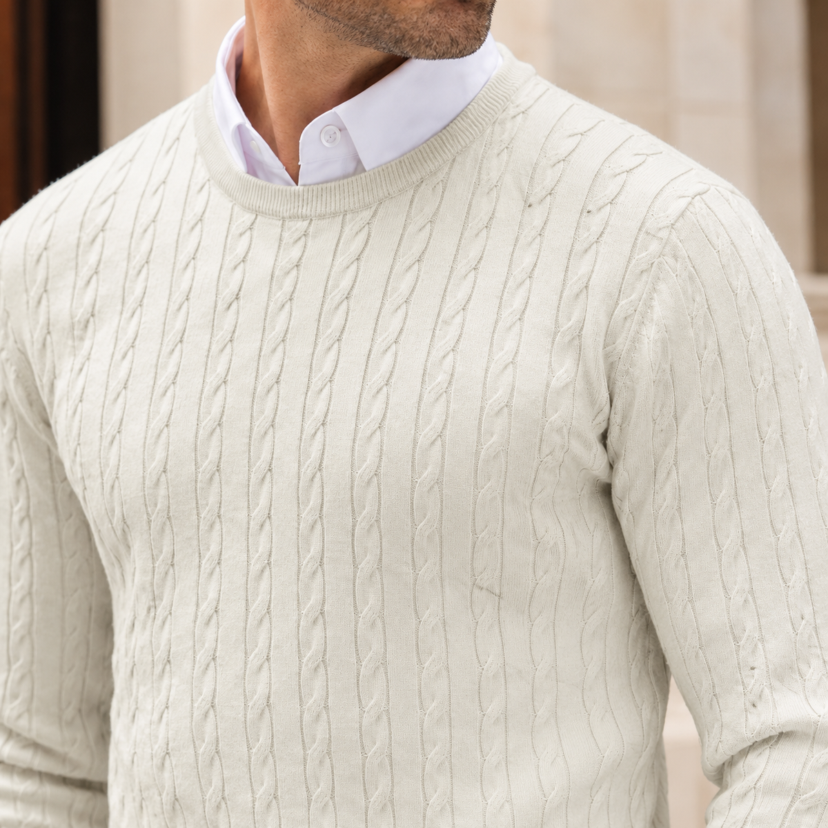 Marcel Cable Knit Sweater - Scale in Room