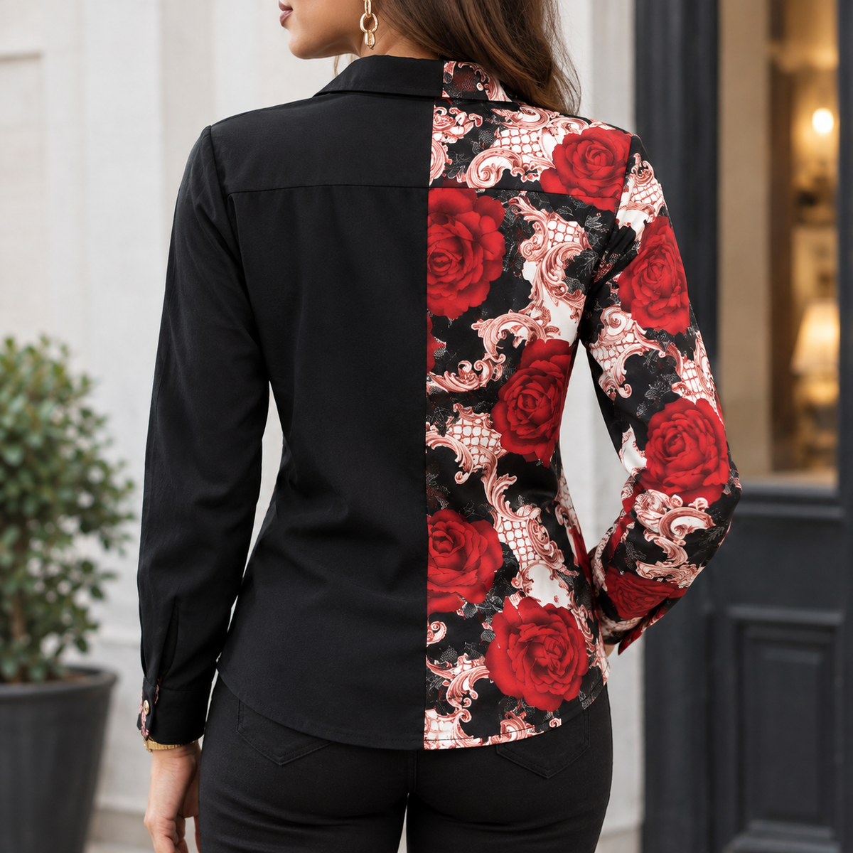Millie Pointed Collar Shirt - Reverse or Side Angle